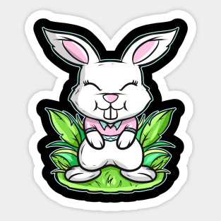 Smilling Easter Bunny With Hare Teeth On Easter Sticker